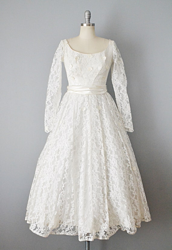 1950s Wedding Dress / Short Wedding Dress / Brida… - image 2