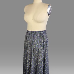 1940s Paisley Skirt / 40s Blue Cotton Paisley Skirt / Size X-Large Extra Large image 3