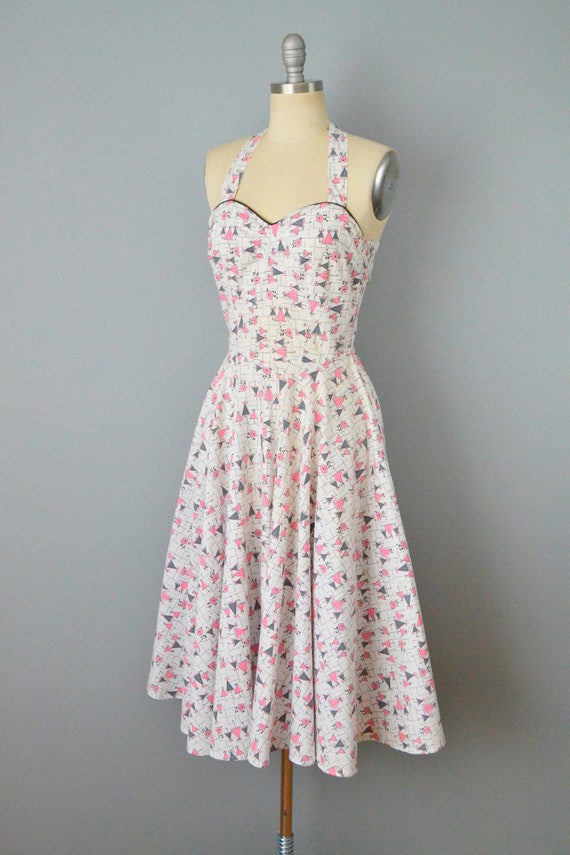 1950s Novelty Print Dress / Floral Print Dress / … - image 6