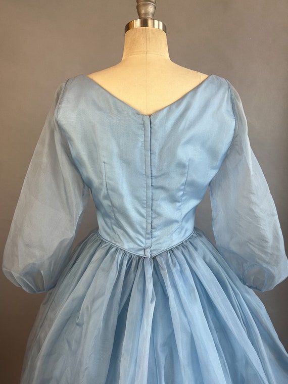 1950s Blue Gown / 1950s Blue Organdy Party Dress … - image 8