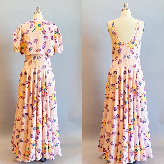 1930's Floral Dress  / 30's Dress With Jacket / S… - image 9