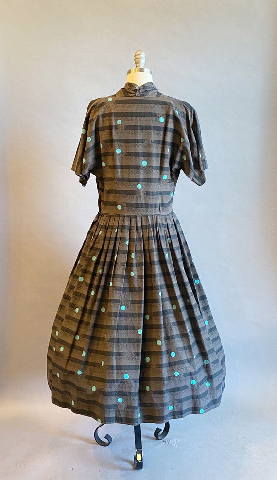 1950s Polka Dot Day Dress / 50s Fit And Flare / 1… - image 7