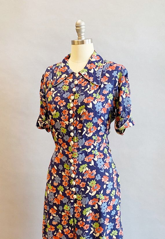 1940s Rayon Dress / 1940s Floral Dress / 1940s Da… - image 5