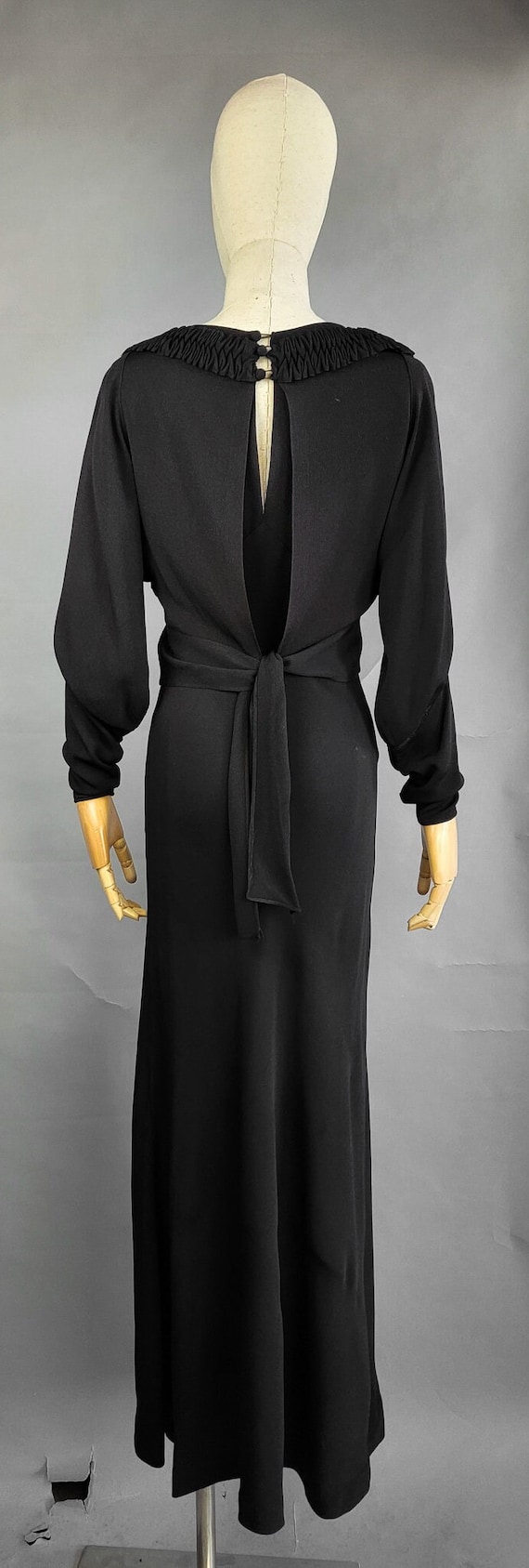 1930s Evening Gown / 1930s Black Bias Cut Dress with … - Gem