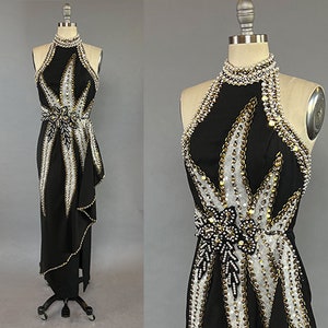 1980s Beaded Gown / Rholand Roxas Evening Gown / Show Gown / Backless Dress / Vintage Evening Wear / Size Small image 1