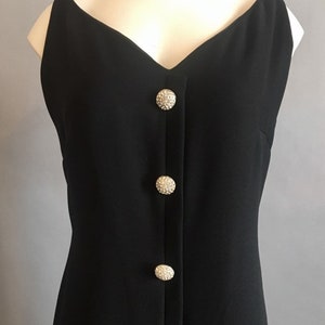 1960s Suzy Perette Cocktail Romper / Vintage Culottes Dress / Pocket Dress / Designer Dress / Black Cocktail Dress / Size Large Size Medium image 4