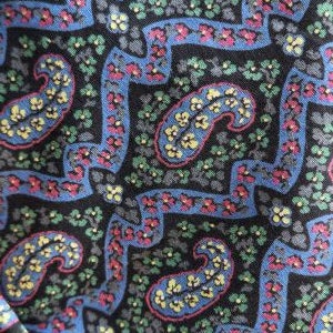 1940s Paisley Skirt / 40s Blue Cotton Paisley Skirt / Size X-Large Extra Large image 2