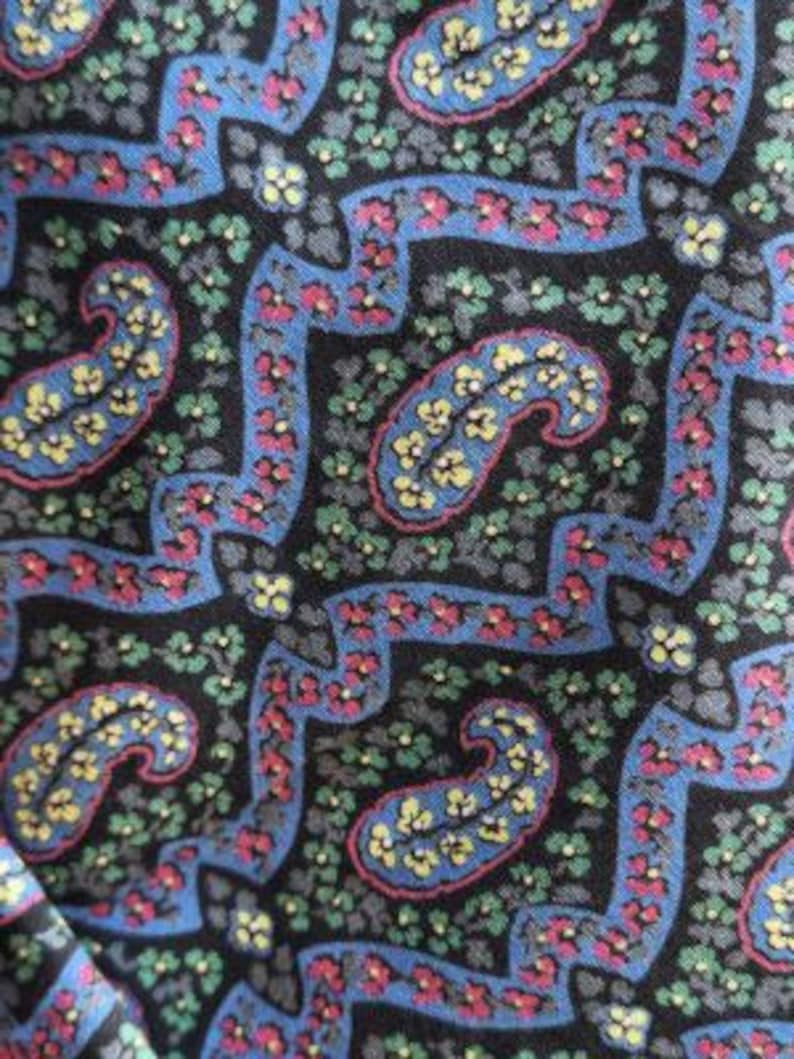 1940s Paisley Skirt / 40s Blue Cotton Paisley Skirt / Size X-Large Extra Large image 2