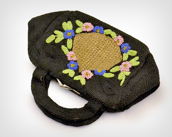 1930s Crochet Purse / 1930’s Black Crocheted Silk… - image 4