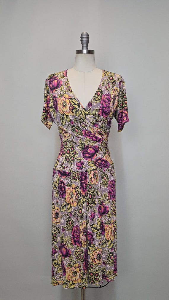 1940s Dress / 40s Rayon / 1940s Floral Dress / 19… - image 2