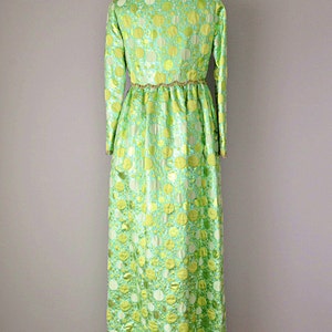 1960s Oscar de la Renta Dress / Green Champagne Bubbles Dress / 960s Designer Dress / Green Gown / Small image 4