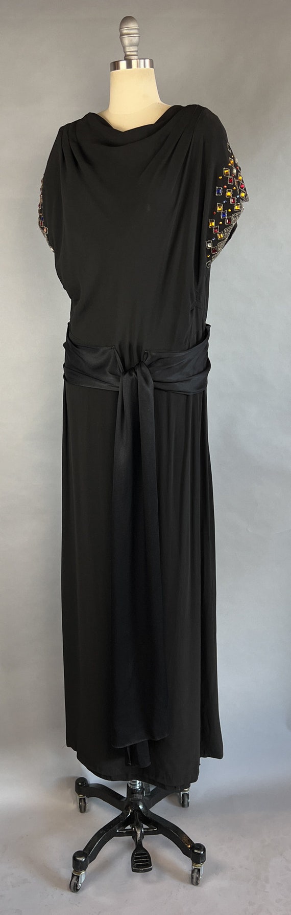 1930s Jeweled Gown / Rare Size XL / 1930s Black S… - image 3