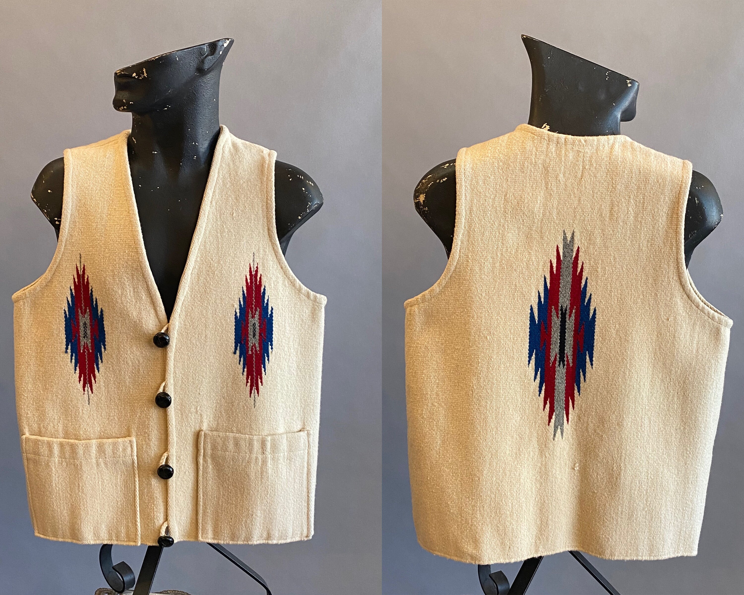 60s 赤タグ ORTEGA'S CHIMAYO VEST レアカラー 1960s Chimayo Vest / Ortega's Weaving Shop Chimayo / Southwestern