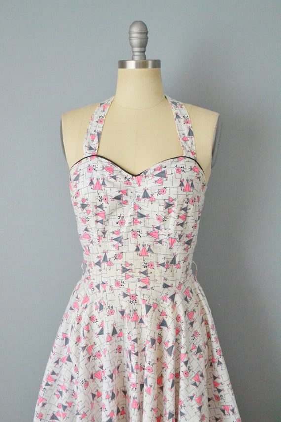 1950s Novelty Print Dress / Floral Print Dress / … - image 3