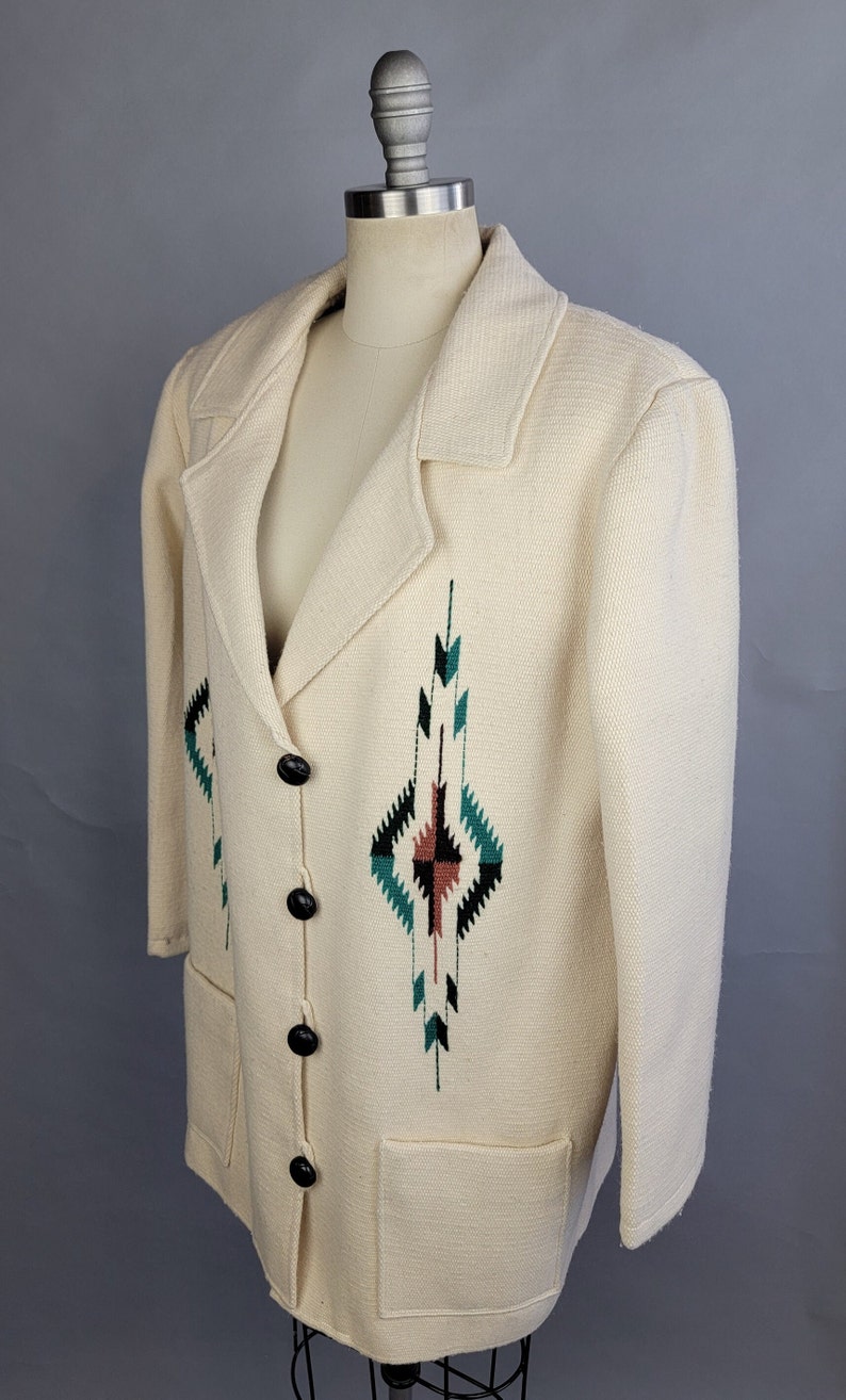 1960s Chimayo Jacket / Chimayo Jacket / Ortega's Chimayo Jacket / Hand Woven Blanket Jacket / Size Medium image 3