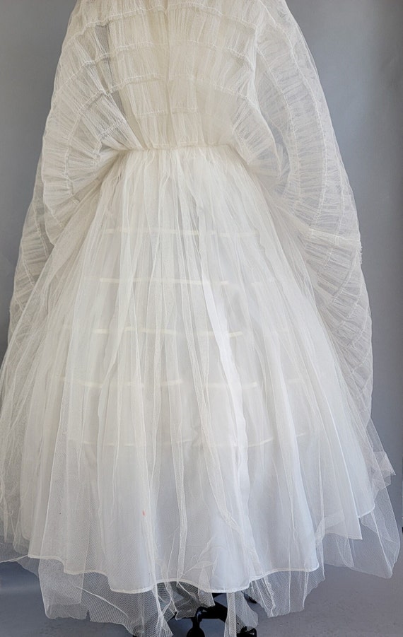 1950s White Formal / 1950s White Strapless Tulle … - image 10