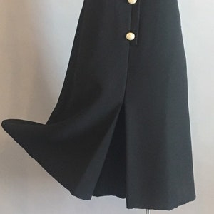 1960s Suzy Perette Cocktail Romper / Vintage Culottes Dress / Pocket Dress / Designer Dress / Black Cocktail Dress / Size Large Size Medium image 3