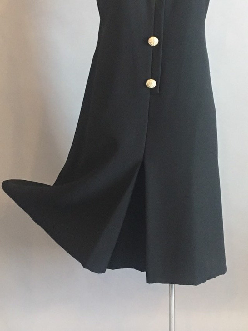1960s Suzy Perette Cocktail Romper / Vintage Culottes Dress / Pocket Dress / Designer Dress / Black Cocktail Dress / Size Large Size Medium image 3
