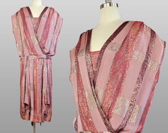 1920s Lamé Dress / Flapper Dress / 1920s Evening Dress / Authentic 1920s Dress / Size Medium - Large