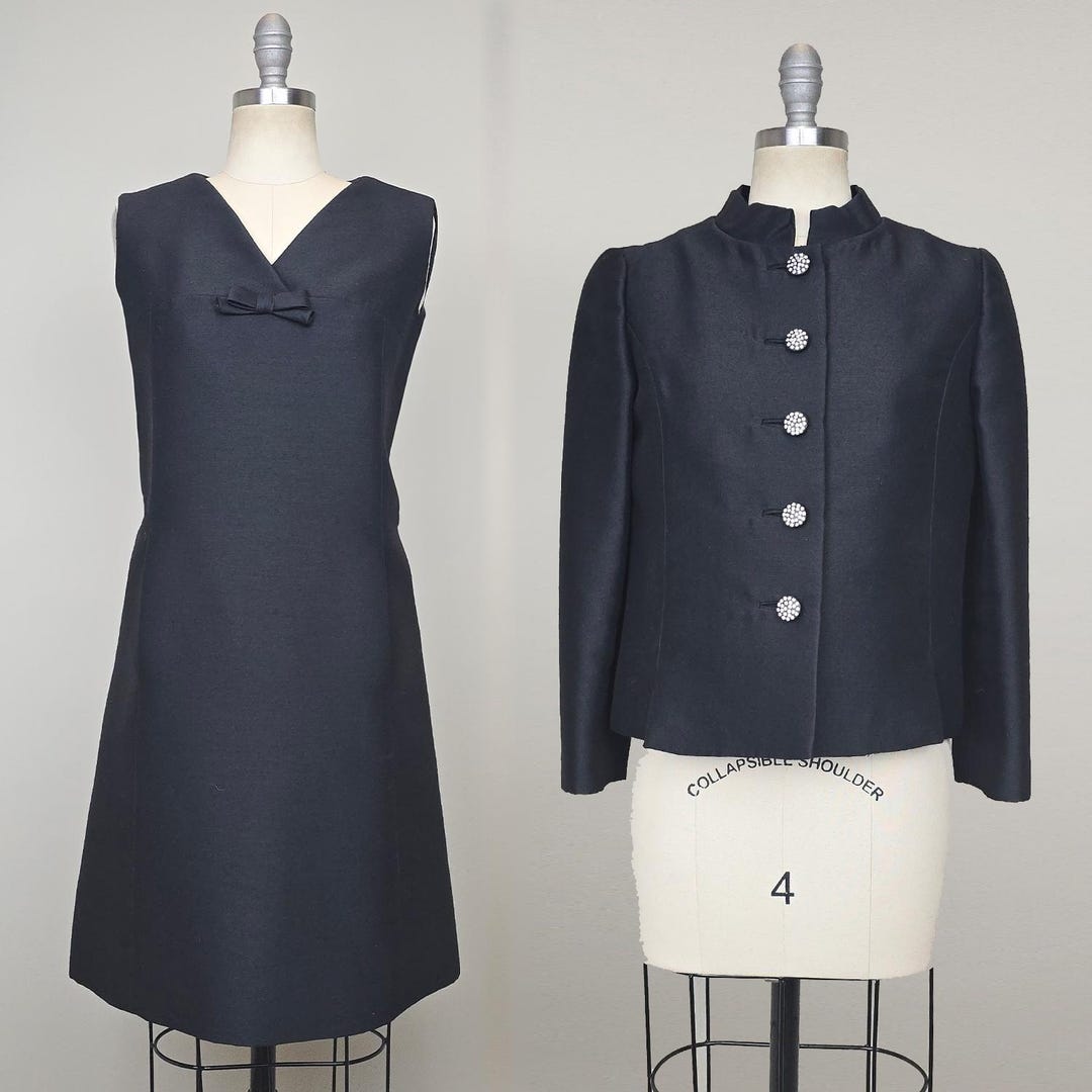 1960s Dress Set in Red and Navy Plaid