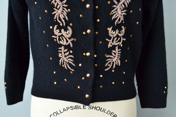 1960s Beaded Sweater / Angora and Wool Sequined a… - image 4