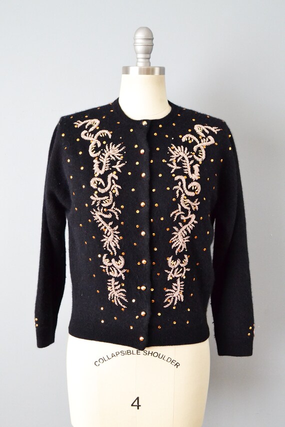 1960s Beaded Sweater / Angora and Wool Sequined a… - image 10