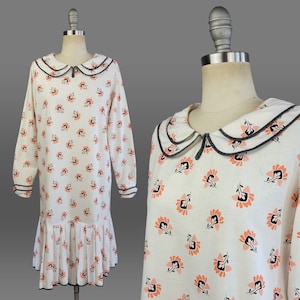 Vestido de la década de 1920 / Vestido de día de la década de 1920 / Vestido de algodón de la década de 1920 / Vestido de cintura caída de la década de 1920 / Vestido del gran Gatsby / Vestido flapper de la década de 1920 / Tamaño mediano