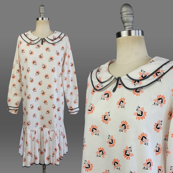 1920s Dress 1920s Day Dress 1920s Cotton Dress 1920s Drop Waist Dress Great Gatsby Dress 1920s Flapper Dress Size Medium Etsy Canada
