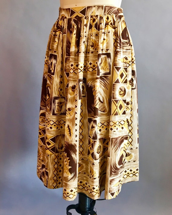 1950s Hawaiian Skirt / 50s Skirt / Novelty Print … - image 5