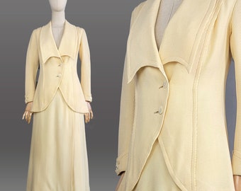 Edwardian Walking Suit / Italian Edwardian Fashion / 1910s Ivory Walking Suit / Wedding Suit / Edwardian Day Wear / 1910s Suit / Size Small