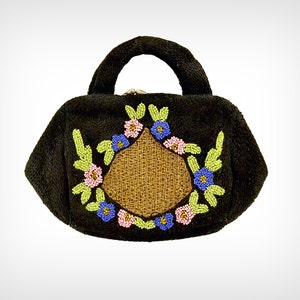 1930s Crochet Purse / 1930s Black Crocheted Silk Hand-Beaded Belgian Handbag image 1