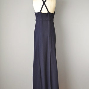 1960s Column Dress / Nina Ricci Navy Blue Silk Crepe Dress with Rhinestone Buckele / Size Small image 6