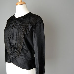 Vintage Edwardian Black Silk Blouse // Medium - Etsy