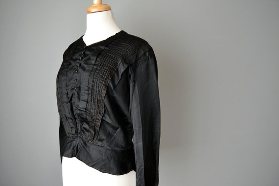 Vintage Edwardian Black Silk Blouse // Medium - image 4