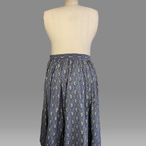 1940s Paisley Skirt / 40s Blue Cotton Paisley Skirt / Size X-Large Extra Large image 5