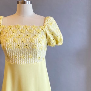 1960s Maxi Dress / Lanz Yellow Maxi Summer Dress / Size Small image 3