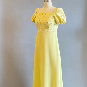 1960s Maxi Dress / Lanz Yellow Maxi Summer Dress / Size Small image 4