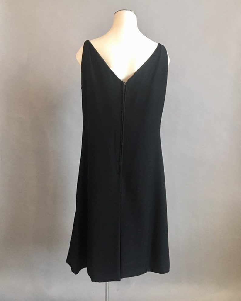 1960s Suzy Perette Cocktail Romper / Vintage Culottes Dress / Pocket Dress / Designer Dress / Black Cocktail Dress / Size Large Size Medium image 7