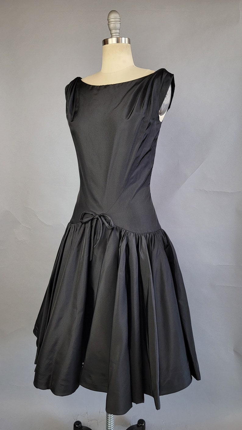 1960s Cocktail Dress / 1960s Black Silk Dress / 1960s Party Dress / Size Large image 2