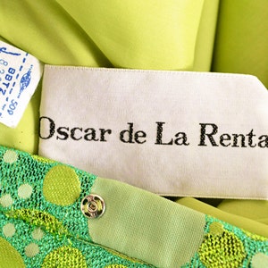 1960s Oscar de la Renta Dress / Green Champagne Bubbles Dress / 960s Designer Dress / Green Gown / Small image 5