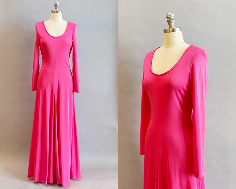 Lilli Diamond Dress / 1970s Maxi Dress / 1970s Hostess Gown / Size Large image 1