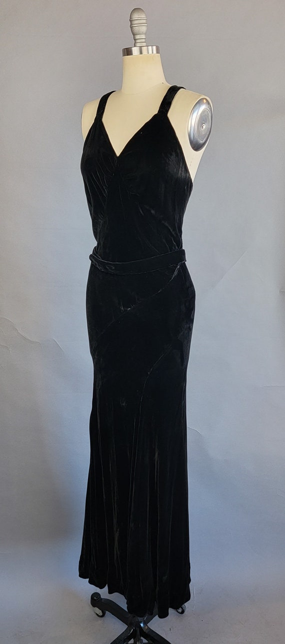 1930s Silk Velvet Gown / 1930s Black Silk Velvet … - image 3