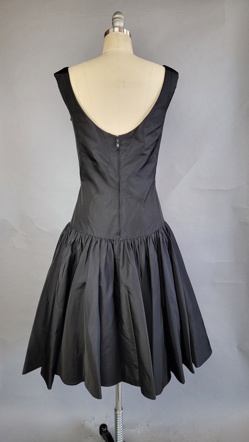 1960s Cocktail Dress / 1960s Black Silk Dress / 1960s Party Dress / Size Large image 3