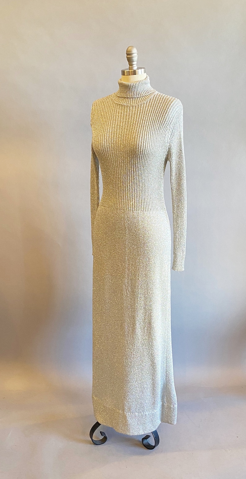 1970s Silver Maxi Dress Studio 54 Dress Disco Dress Size Small Size Medium Size Large SML