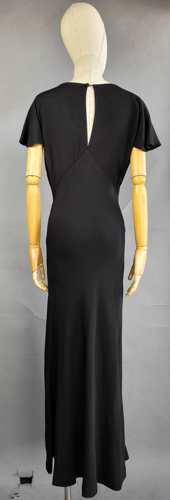 1930s Evening Gown / 1930s Black Bias Cut Dress with … - Gem