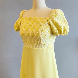 1960s Maxi Dress / Lanz Yellow Maxi Summer Dress / Size Small image 5