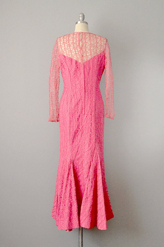 1950’s Mermaid Dress / Grace Poliner Gown / Pink … - image 4