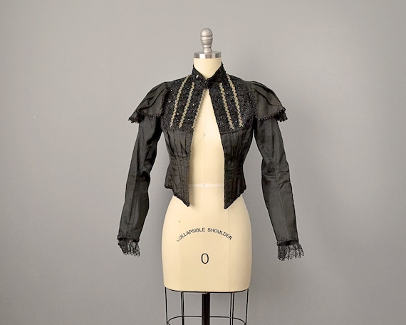 RESERVED: 1800s Jacket // Victorian Black Silk Jac
