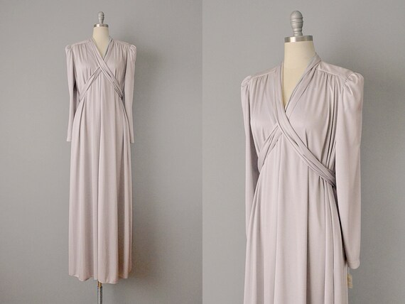 70s Dress // 1970s Lucie Ann Pearl Grey Jersey Caf