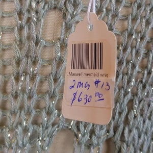 Hand Knit Wrap / Katherine Maxwell Mermaid Sweater Wrap / NWT / Deadstock Vintage / Metallic Green Fringe Jacket / Size Small Size Medium image 9